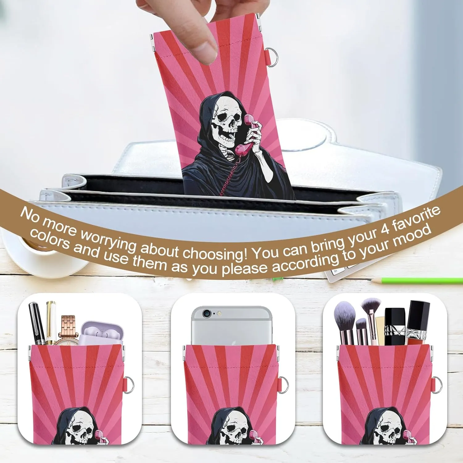 4PCS Eyeglass Sunglass Cases Pouch Soft PU Leather with Cleaning Cloth Cute Glasses Bag Coin Purse for Women Men Gifts