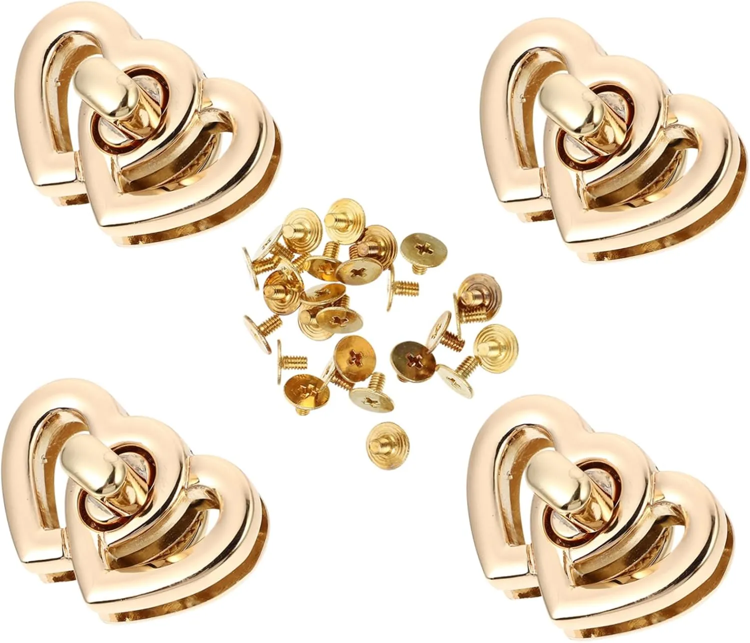 4Pcs Heart Shape Turn Locks for Handbags Locks Buckle Accessories DIY Bag Hardware Simple Installation for Crossbody and Shoulder Bags Charming Design for Purse