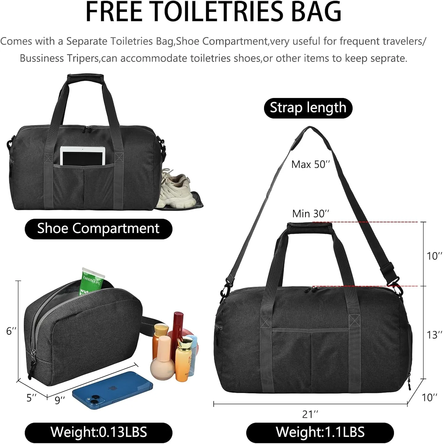 50L Duffle Bag Women for Traveling with Shoe Compartment,Hospital Bags for Labor and Delivery,Overnight Bags for Women