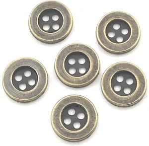 50pcs Metal Buttons Vintage Style Round Buttons 4 Holes Bulk for Clothing DIY Crafts Handmade Buttons Scrapbooking Sewing Decorations 13mm (Antique Bronze)