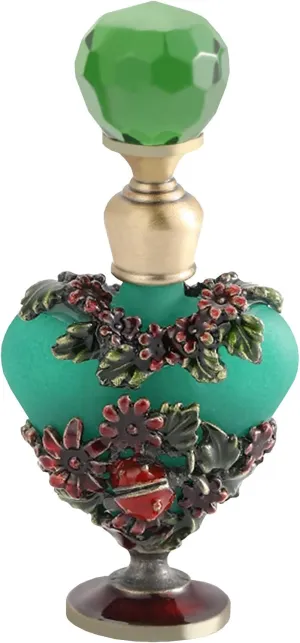 5ML Vintage Heart-Shaped Glass Perfume Bottle Empty Refillable Mini Decorative Fragrance Container for Essential Oil Home Decor Lady Wedding Gift, Dark Green