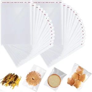 6” x 9” Resealable Cellophane Bags 1200 pcs Small Self Sealing Clear Bags for Packaging Products Self-adhesive Cello Bag for Jewelry, Cards, Photos, Envelopes, Gifts, Bakery, Candies and Products