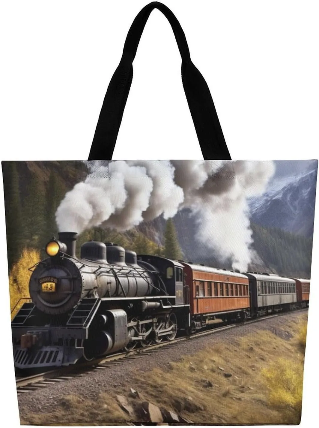A Full Pizza Tote Bags, Reusable Grocery Bags, Large Shopping Bag, Shoulder Bag for Women