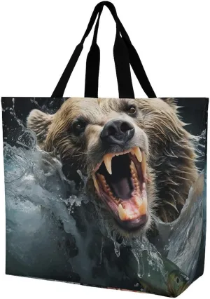 A Full Pizza Tote Bags, Reusable Grocery Bags, Large Shopping Bag, Shoulder Bag for Women