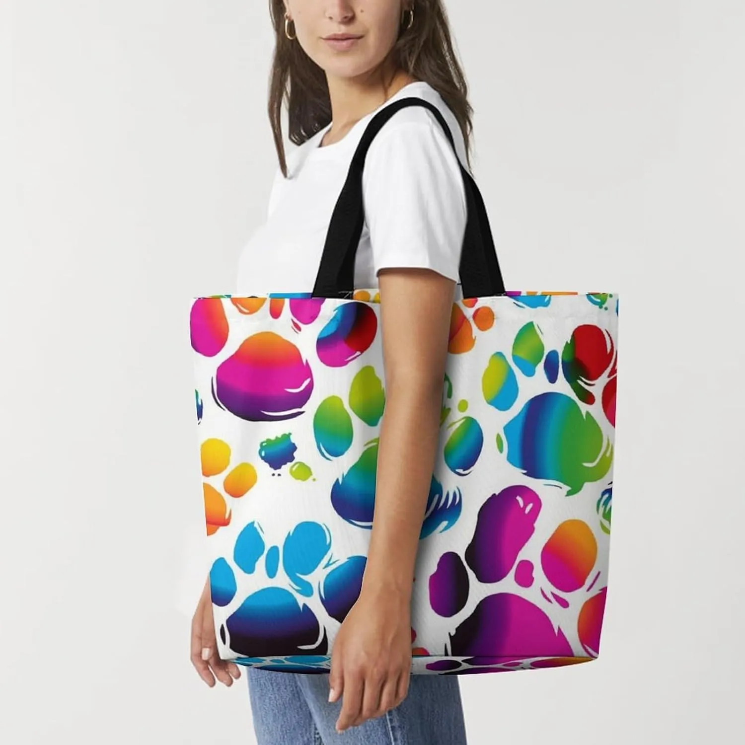 A Full Pizza Tote Bags, Reusable Grocery Bags, Large Shopping Bag, Shoulder Bag for Women