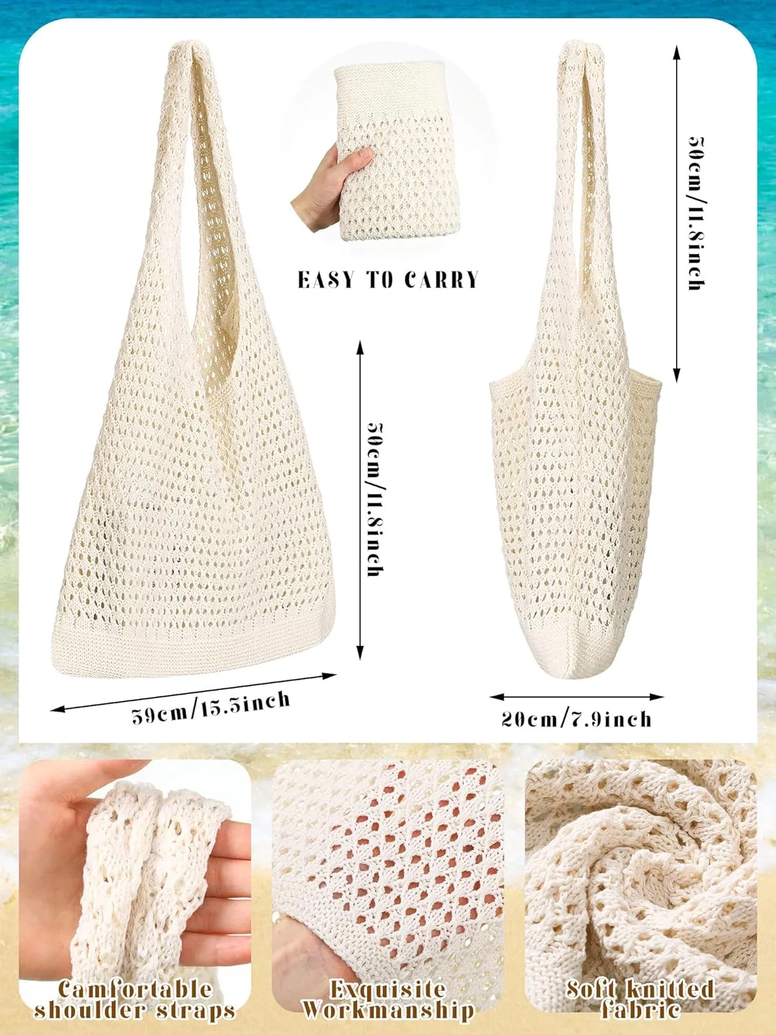 Abbylike Beach Totes Bags for Women Canvas Beach Bags with 2 Pairs Rattan Earrings Tropical Vacation Outfits for Women