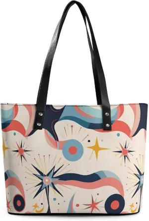 Abstract Geometric Geometric Novelty Fashion Women's Handbags Printed Tote Bag Shoulder Purse Top Handle With Pocket 11 X 11.5 X 5.5 Inch