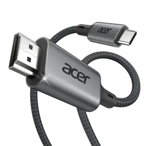 Acer USB C to HDMI Cable for Home Office 6.6FT (4K@60Hz), High-Speed Type C to HDMI 2.0 Braided Cord, Thunderbolt 4/3 Compatible with MacBook, iPhone 16/15 Pro/Max, iMac, iPad Pro, Galaxy S24, Surface