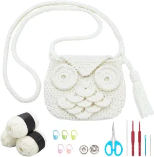 ACRNIGHEET Shoulder Bag Crochet Kit Owl Crochet Bag Kit Handmade Phone Bag with Step-by-Step Instructions Crochet Tote Bag Kit for Women Gifts Knitted Bag for Crocheting Lovers