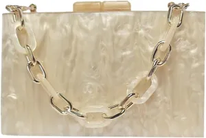Acrylic Evening Clutch Purses for Women Unique Square Marbling Handbag with Beaded Handbag for Wedding Party Prom