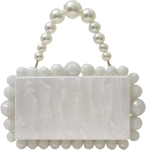 Acrylic Evening Handbag Marble Box Clutch Purse Women Beaded Party Prom Cocktail Bag