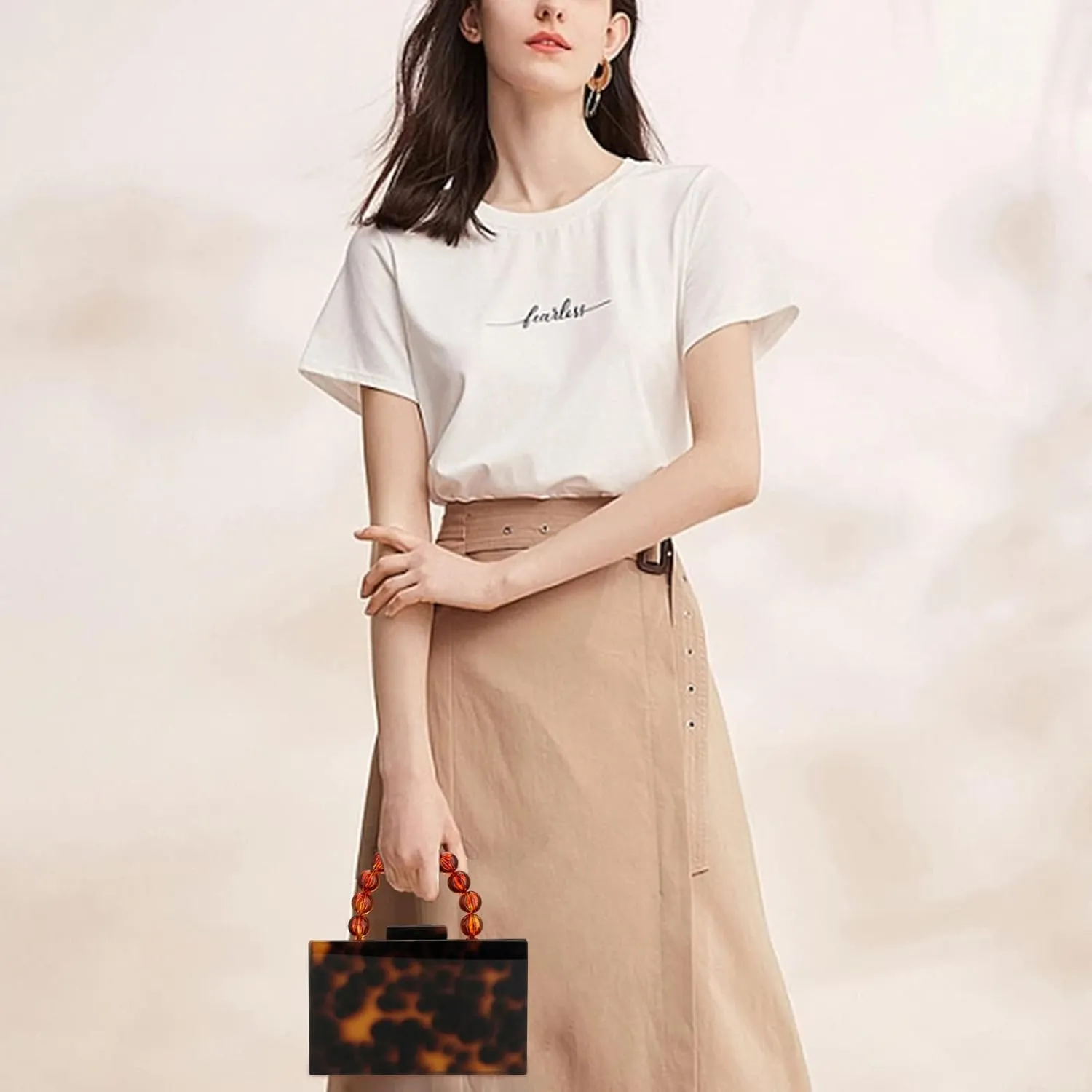 Acrylic Purses Evening Clutch Bag Marbling Handbags for Women Cross Body Bag with Pearl Chain Formal Wedding Prom Party