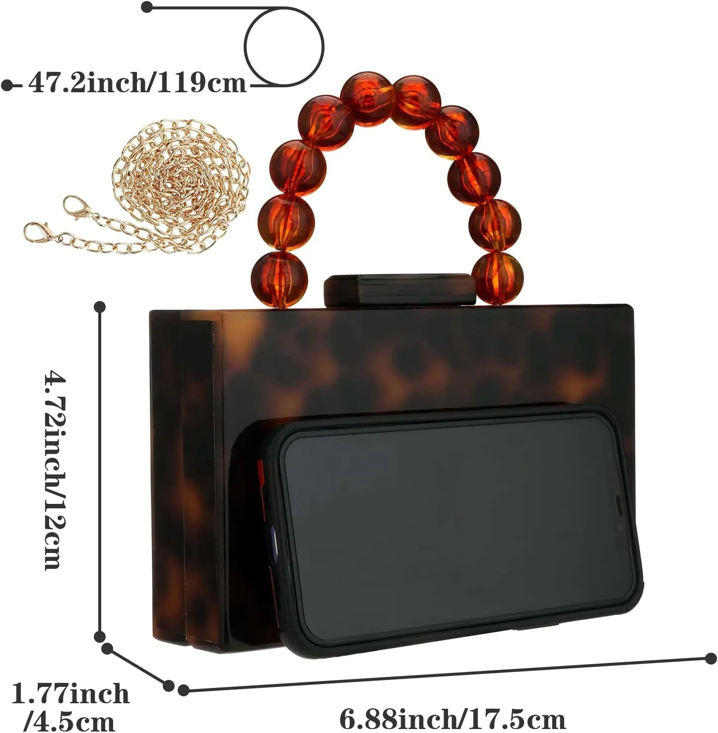 Acrylic Purses Evening Clutch Bag Marbling Handbags for Women Cross Body Bag with Pearl Chain Formal Wedding Prom Party