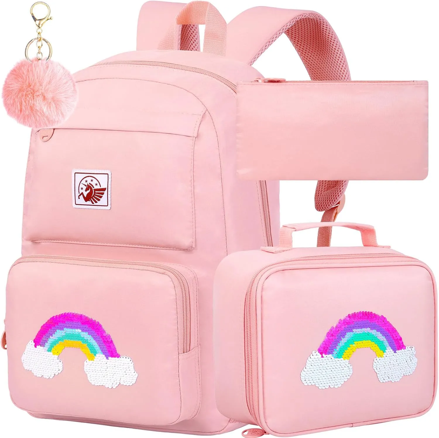AGSDON 3PCS Backpack for Girls Set, Laptop College School Bookbag and lunch bog, Water Resistant Backpacks