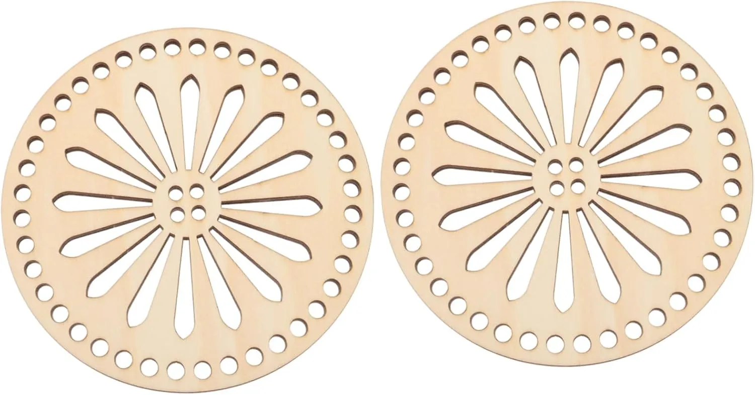AKOOSY 2Pcs Wooden Bag Bottom Shaper for DIY Knitting and Crochet Projects Natural Bases for Crafting Bags and Baskets Easy to Use for All Skill Levels