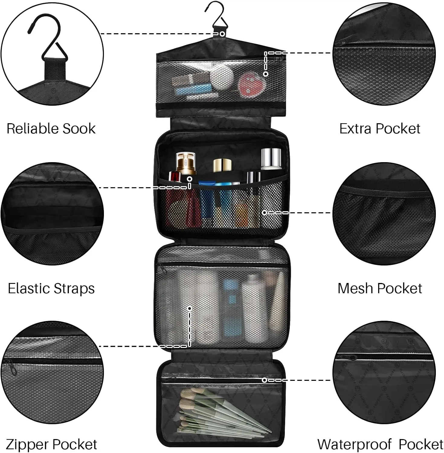 ALAZA Rose Star Geometric Toiletry Bag Travel Hanging Cosmetic Bag Portable Makeup Organizer for Women Men College Dorm Home Bathroom Business Trip