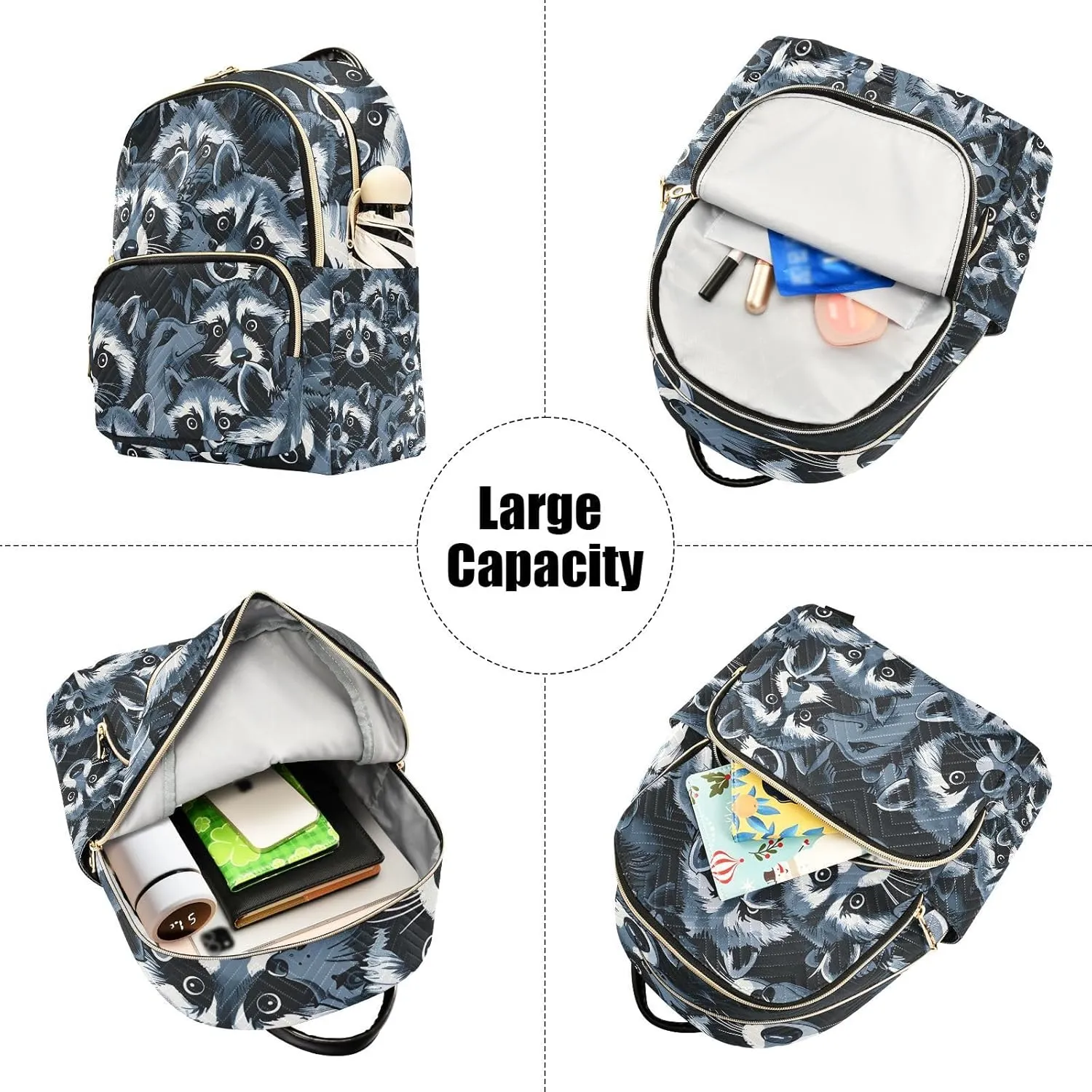 ALAZA Small Backpack Purse for Women Teen Girls Suspicious Black Quilted Backpack Fashion Bookbag Mini School Daypack Ladies Everyday Purses Shoulder Bag