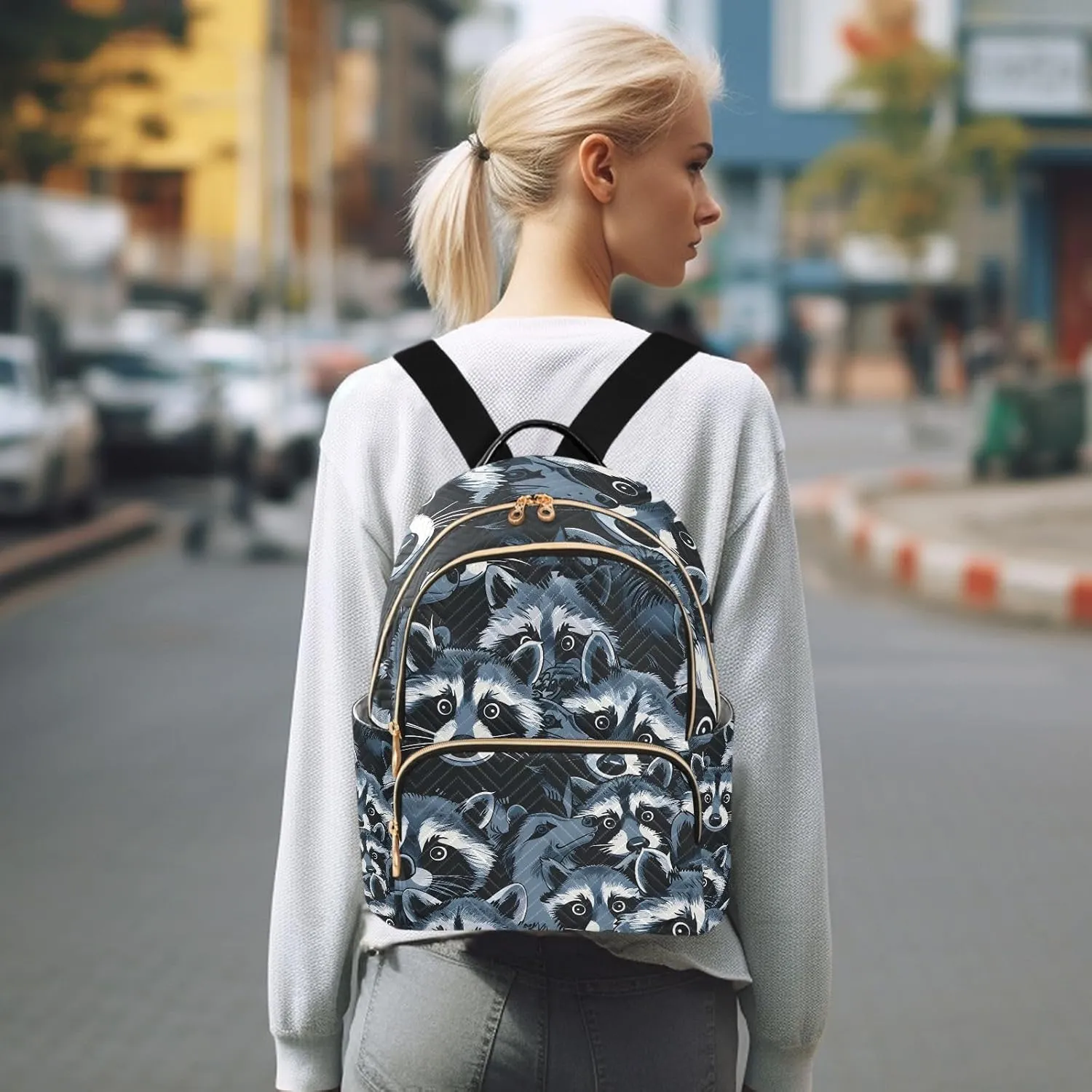 ALAZA Small Backpack Purse for Women Teen Girls Suspicious Black Quilted Backpack Fashion Bookbag Mini School Daypack Ladies Everyday Purses Shoulder Bag