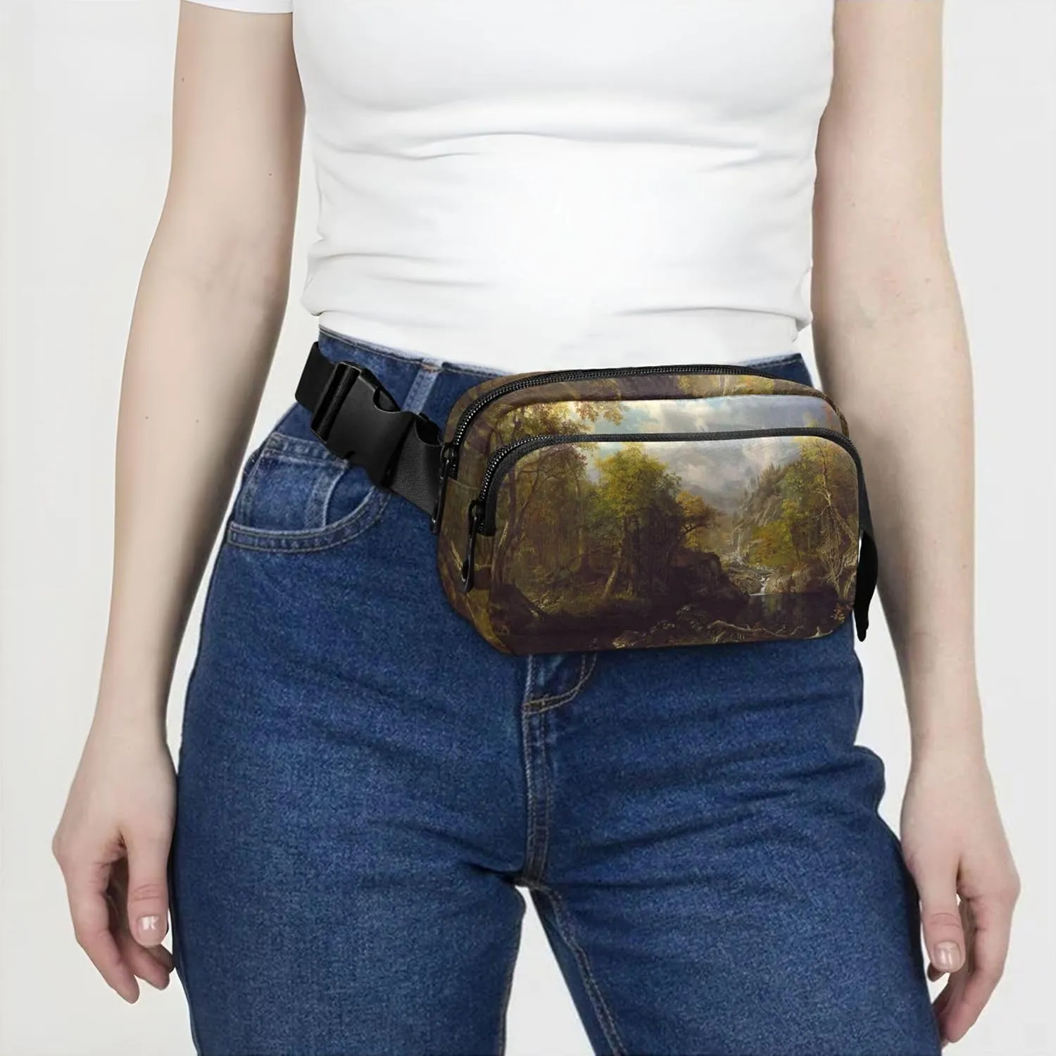 Albert Bierstadt Landscape Emerald Fanny Pack for Women Belt Bag Hip Pack Waterproof Colorful Crossbody Waist Purse