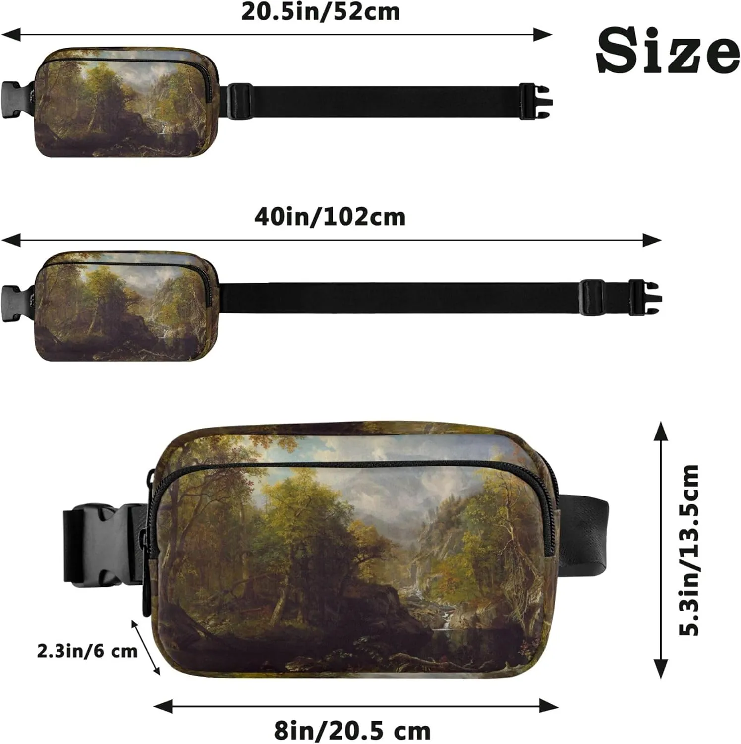 Albert Bierstadt Landscape Emerald Fanny Pack for Women Belt Bag Hip Pack Waterproof Colorful Crossbody Waist Purse