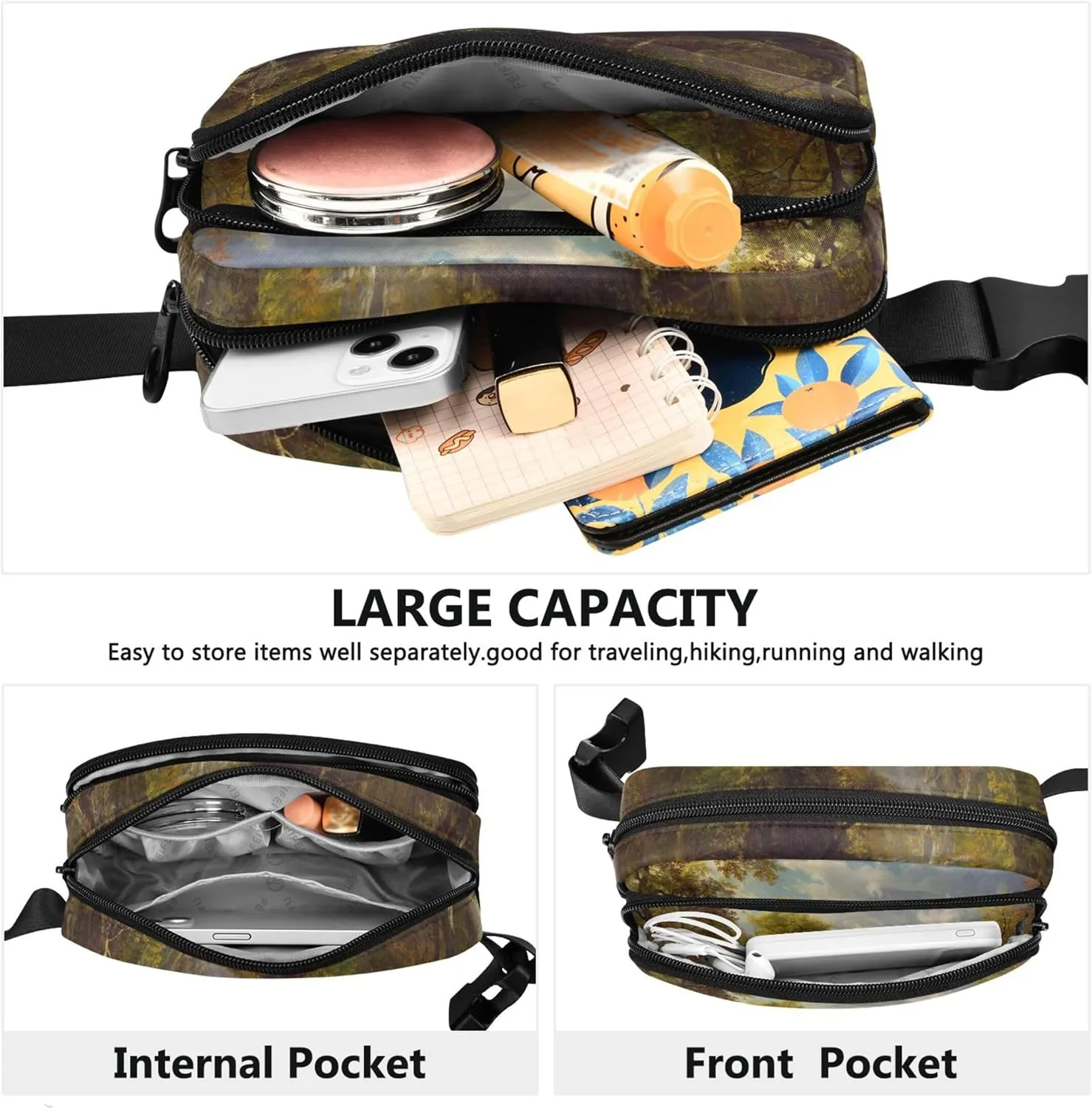 Albert Bierstadt Landscape Emerald Fanny Pack for Women Belt Bag Hip Pack Waterproof Colorful Crossbody Waist Purse