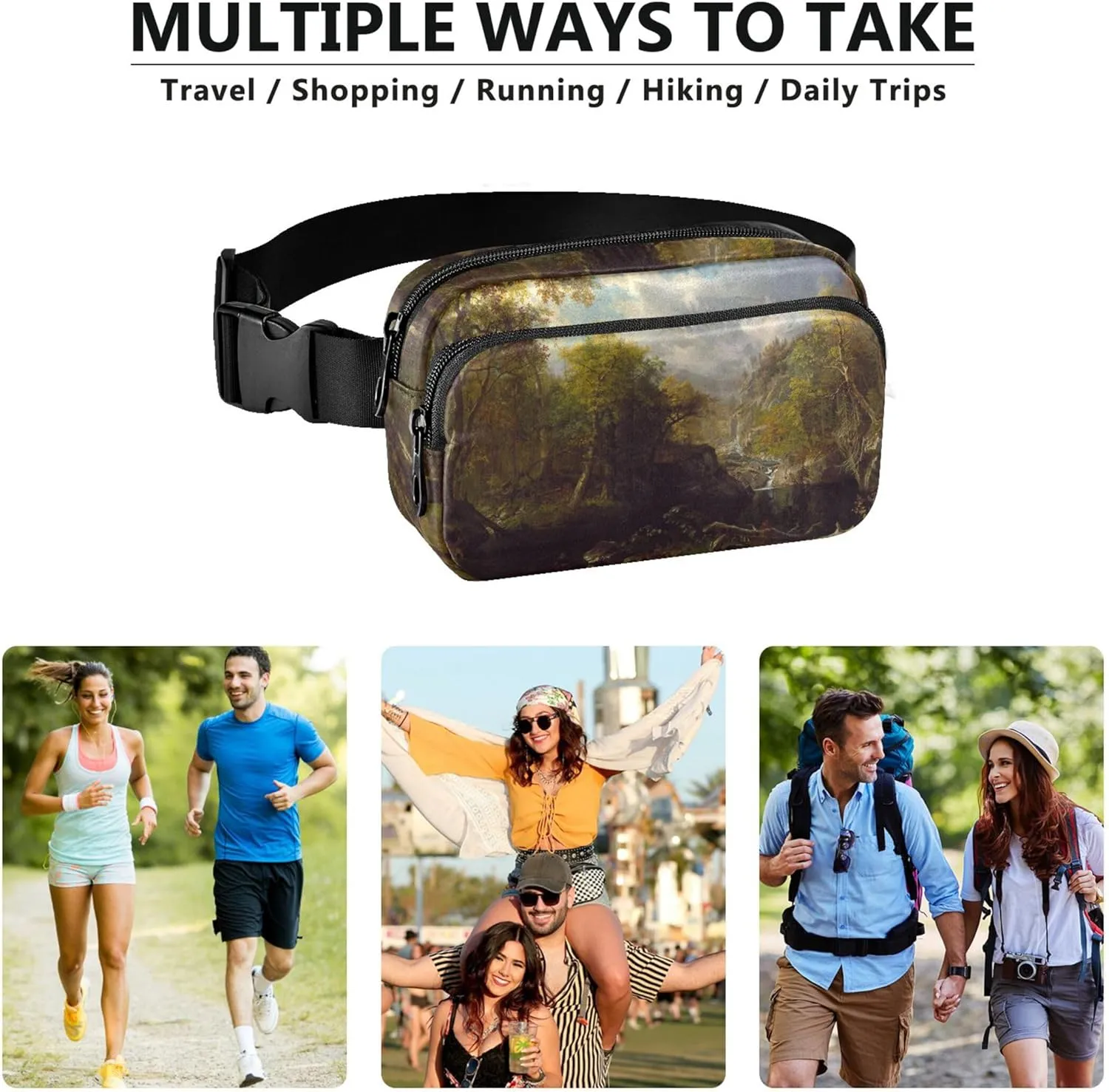 Albert Bierstadt Landscape Emerald Fanny Pack for Women Belt Bag Hip Pack Waterproof Colorful Crossbody Waist Purse