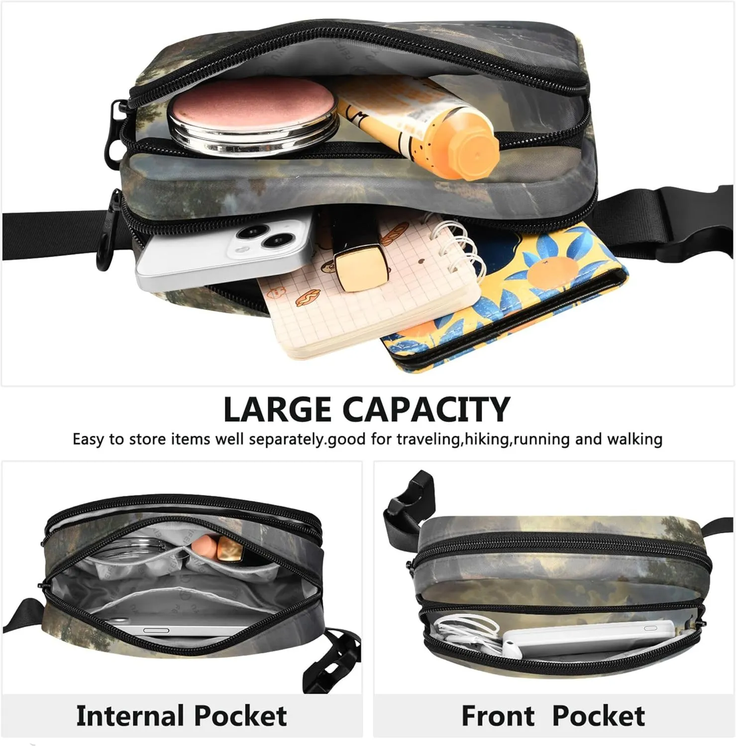 Albert Bierstadt Sierra Nevada Mountains Waterproof Women Fanny Packs Hip Bag Belt Purse Festival Waist Pack for Women