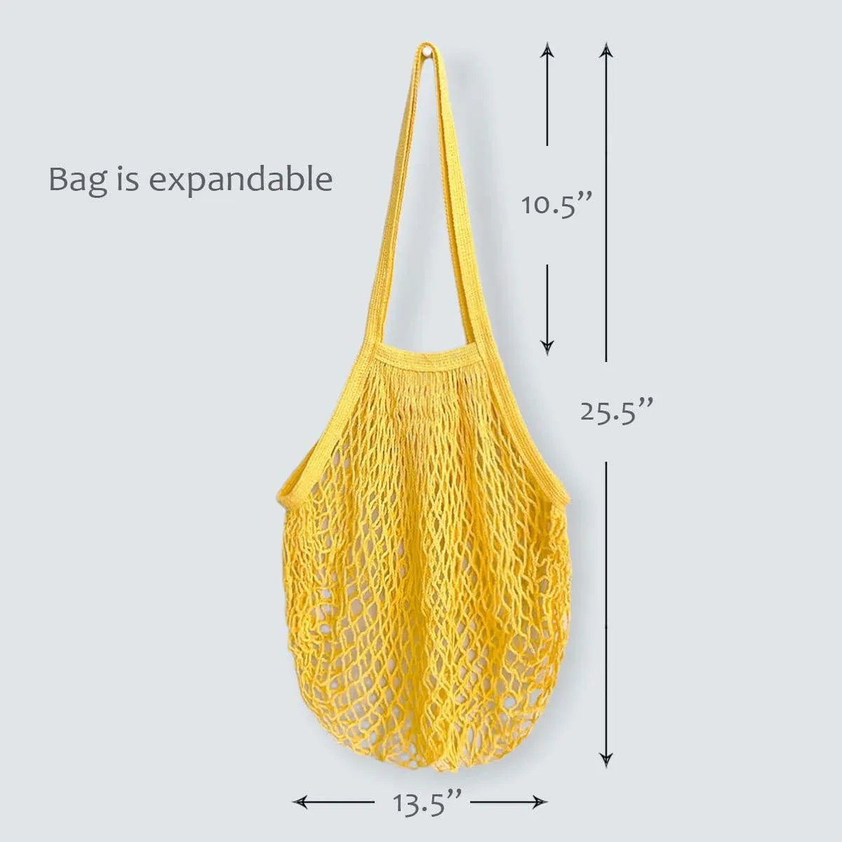 allydrew Cotton Mesh Net Foldable Reusable Grocery Bag for Farmers Market, Vegetables, Produce (Set of 3), Yellow, Blue, Hot Pink