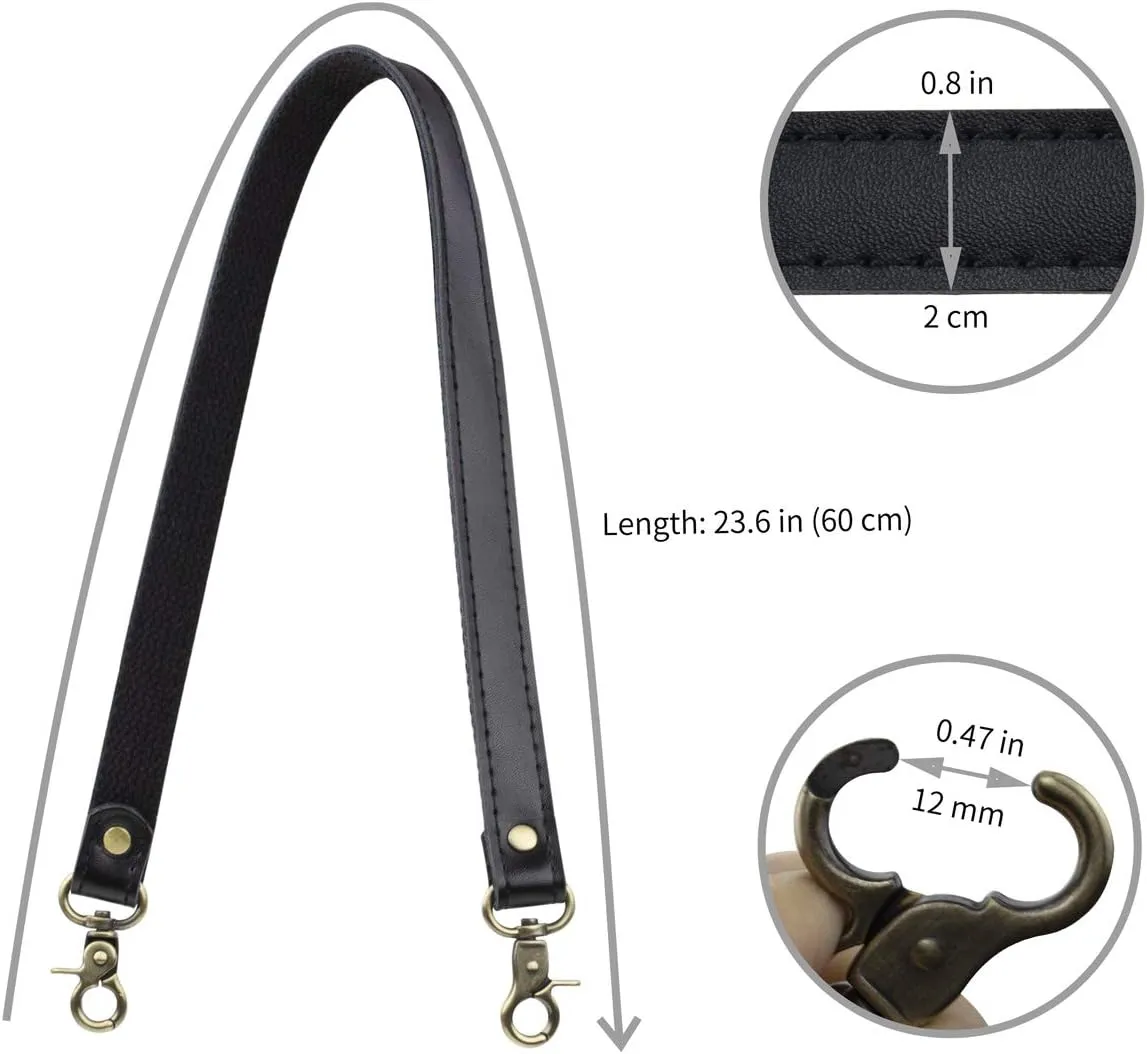 Allzedream Genuine Leather Purse Strap Sewing Canvas Replacement Handbag Shoulder Bag 2 Pcs