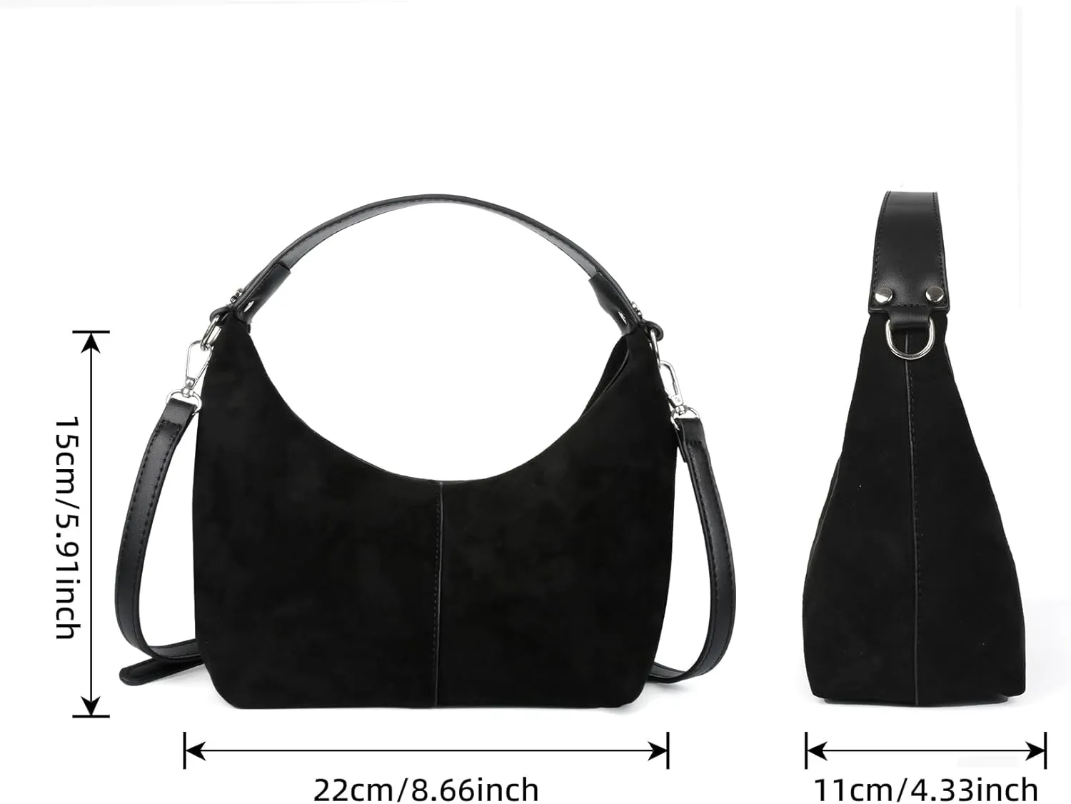 ALUSBELL Suede Tote Bags For Women Retro Suede Crossbody Shoulder Bag Crescent Satchel Hobo Bag Travel Work Purses Handbag