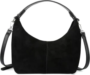 ALUSBELL Suede Tote Bags For Women Retro Suede Crossbody Shoulder Bag Crescent Satchel Hobo Bag Travel Work Purses Handbag