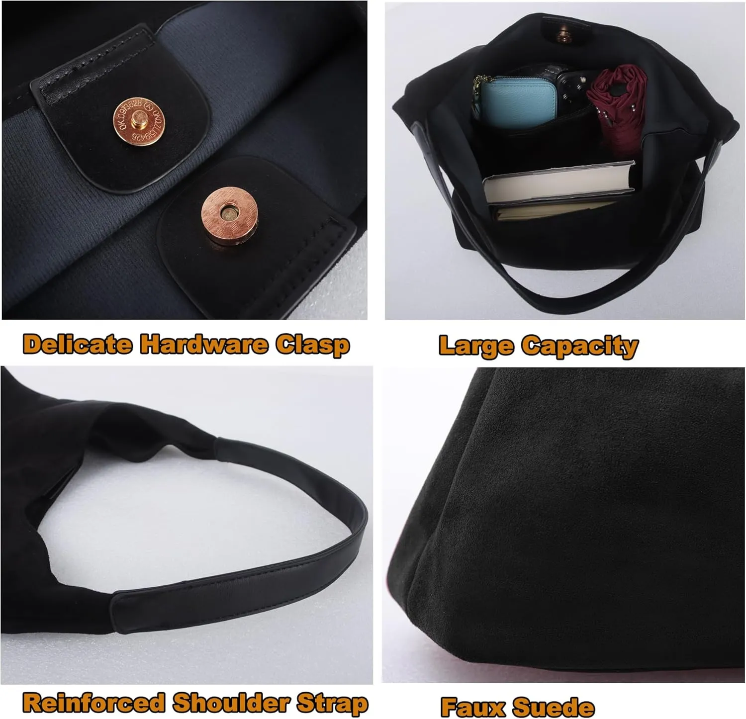 ALUWU Suede Bags for Women 2024 Retro Faux Suede Handbag Slouchy Hobo Bag Fall Purse
