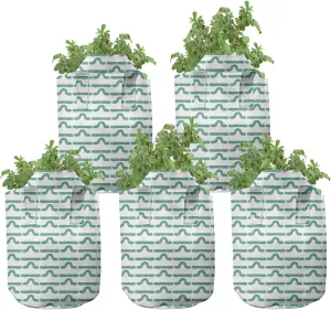 Ambesonne Caterpillar Grow Bags 5-Pack, Larva Type Bugs, Heavyduty Fabric Pots with Handles for Plants, 5 Gallon, Sea Green and White