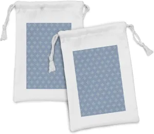 Ambesonne Geometric Fabric Pouch Set of 2, Renaissance Inspired Medieval Shapes Motifs Vintage Floral Arrangement, Small Drawstring Bag for Toiletries Masks and Favors, 9" x 6", Slate Blue Cream