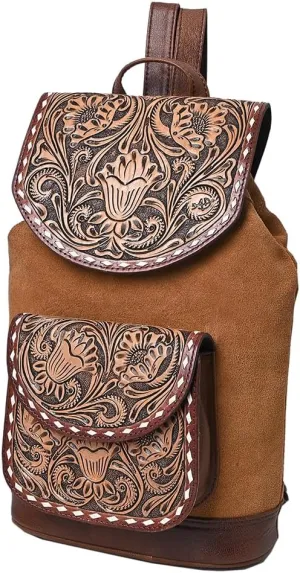 American Darling Adbg1498 Backpack Hand Tooled Genuine Leather Women Bag Western Handbag Purse