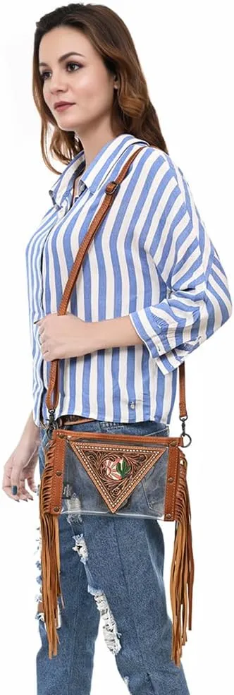 American Darling Clear Bag Hand Tooled Genuine Leather Women Bag Western Handbag Purse