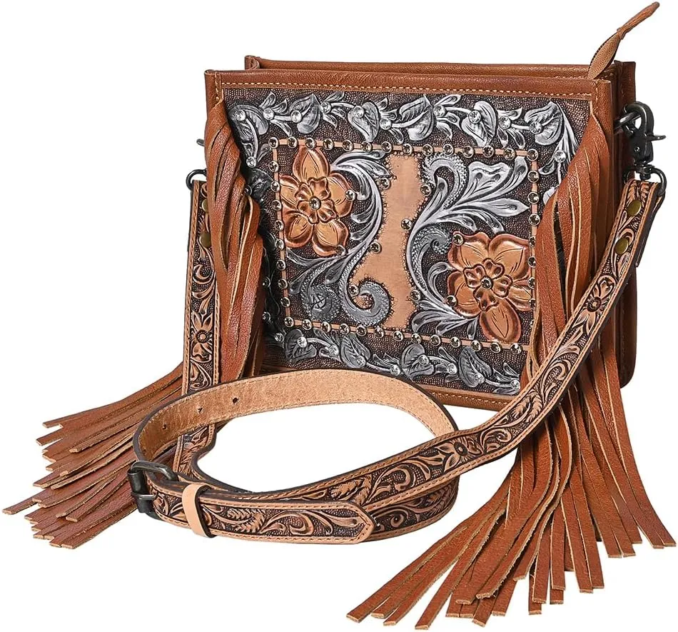 American Darling Crossbody Hand Tooled Genuine Western Leather Women Bag Western Handbag Purse | Western leather handbag | Hand tooled leather purse | Genuine suede crossbody bag