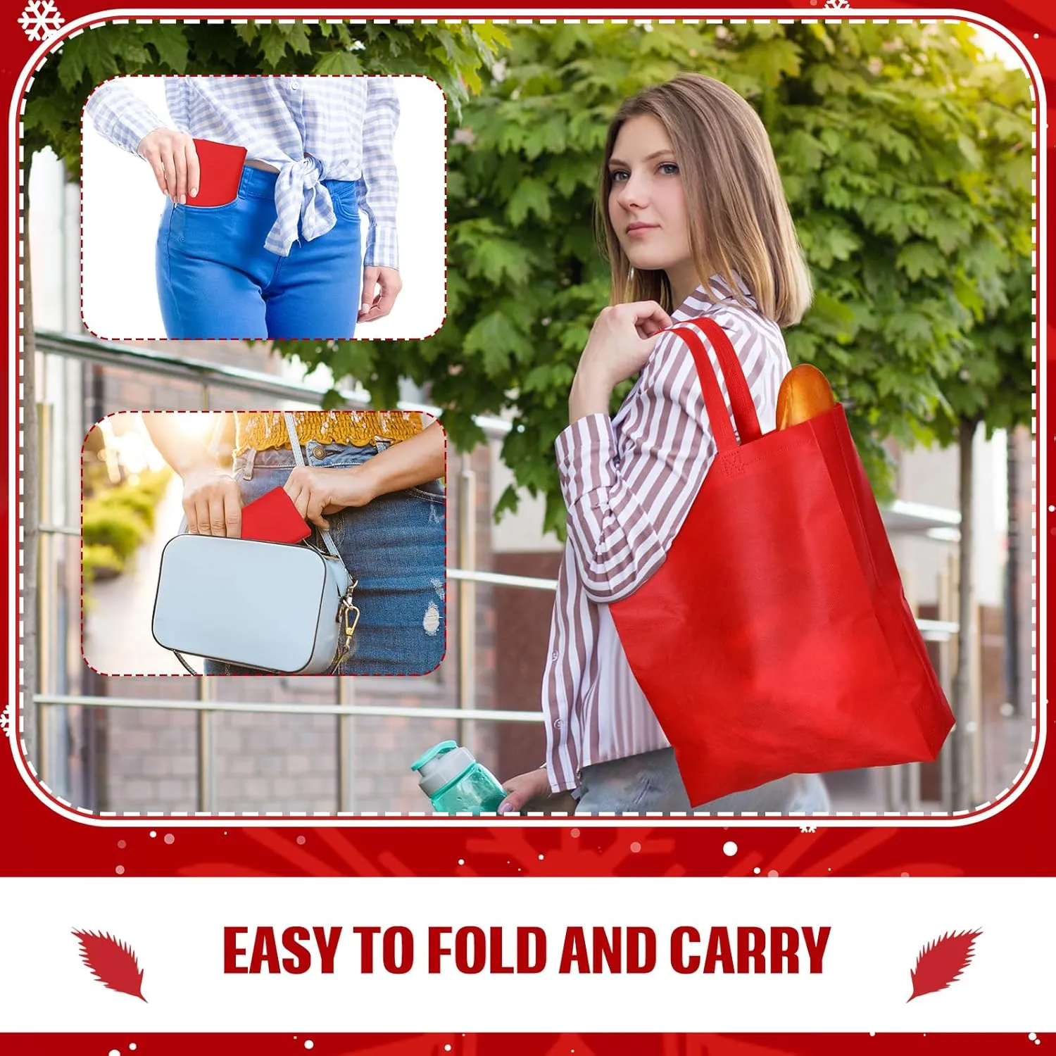 Amylove 80 Pcs Non Woven Tote Bags Bulk Large Reusable Gift Bag Reusable Grocery Bags