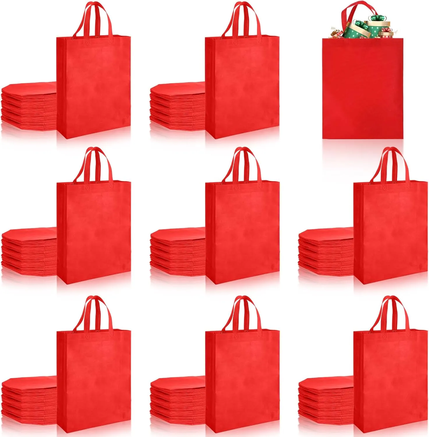 Amylove 80 Pcs Non Woven Tote Bags Bulk Large Reusable Gift Bag Reusable Grocery Bags
