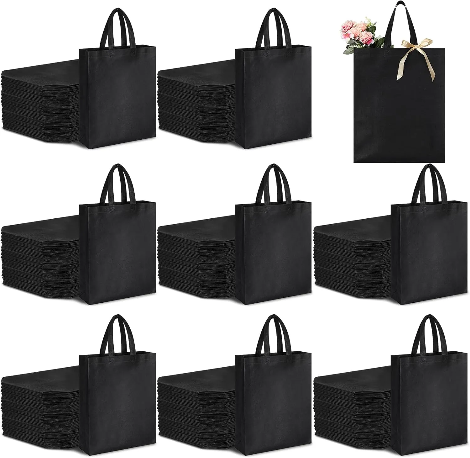 Amylove 80 Pcs Non Woven Tote Bags Bulk Large Reusable Gift Bag Reusable Grocery Bags