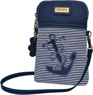 Anchor Crossbody Bag Nautical iPhone Cell Phone Purse Bag PU Leather Canvas Handbag for Smartphone Credit Card Passport Keys