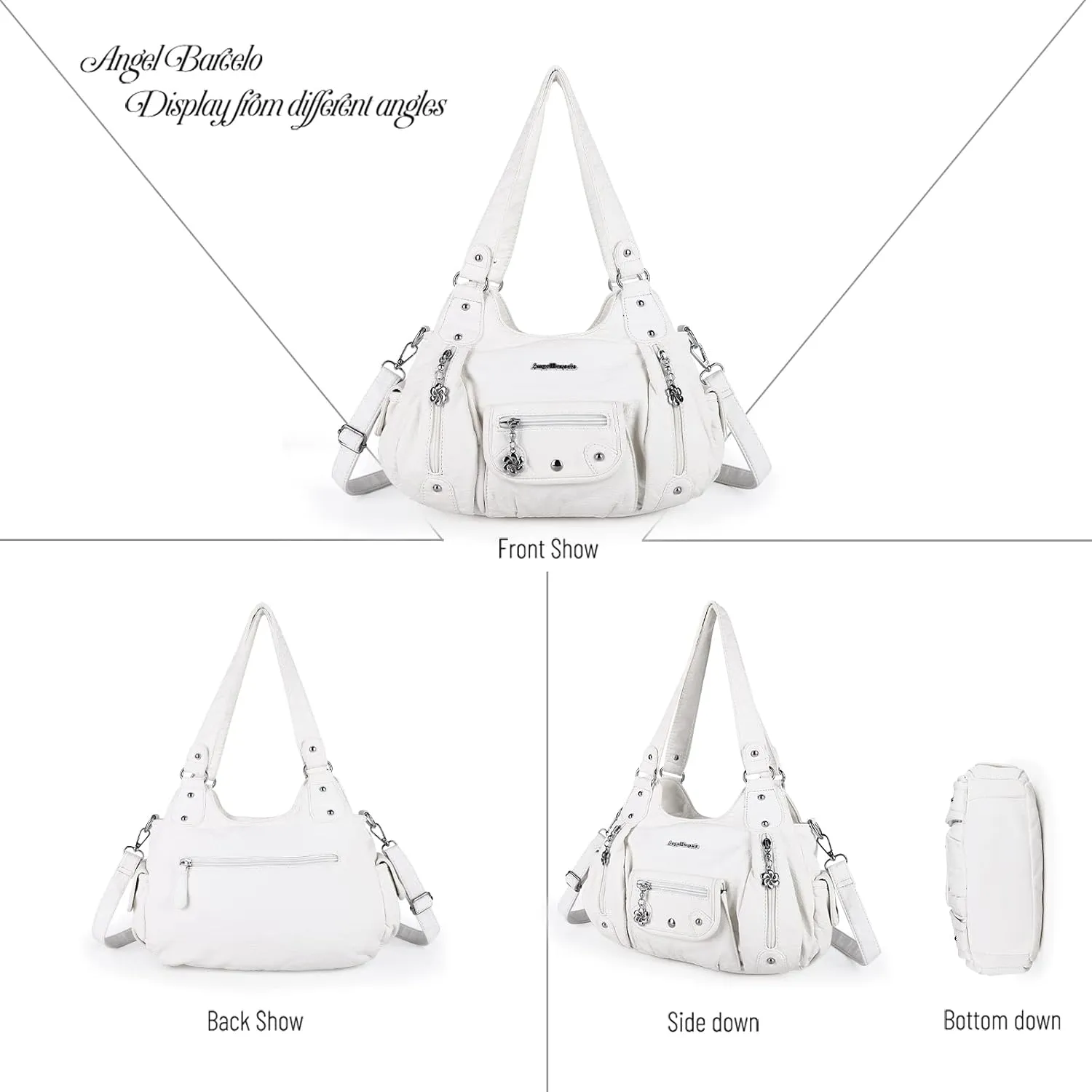 Angel Barcelo Womens Purses and Handbags PU Leather Shoulder Bag Fashion Hobo Bags for Girls