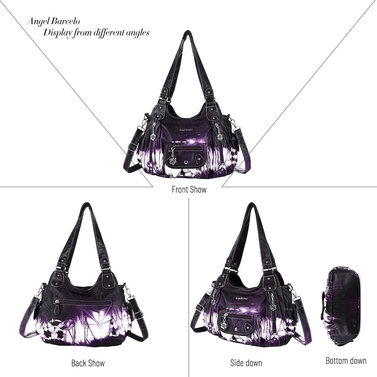 Angel Barcelo Womens Purses and Handbags PU Leather Shoulder Bag Fashion Hobo Bags for Girls