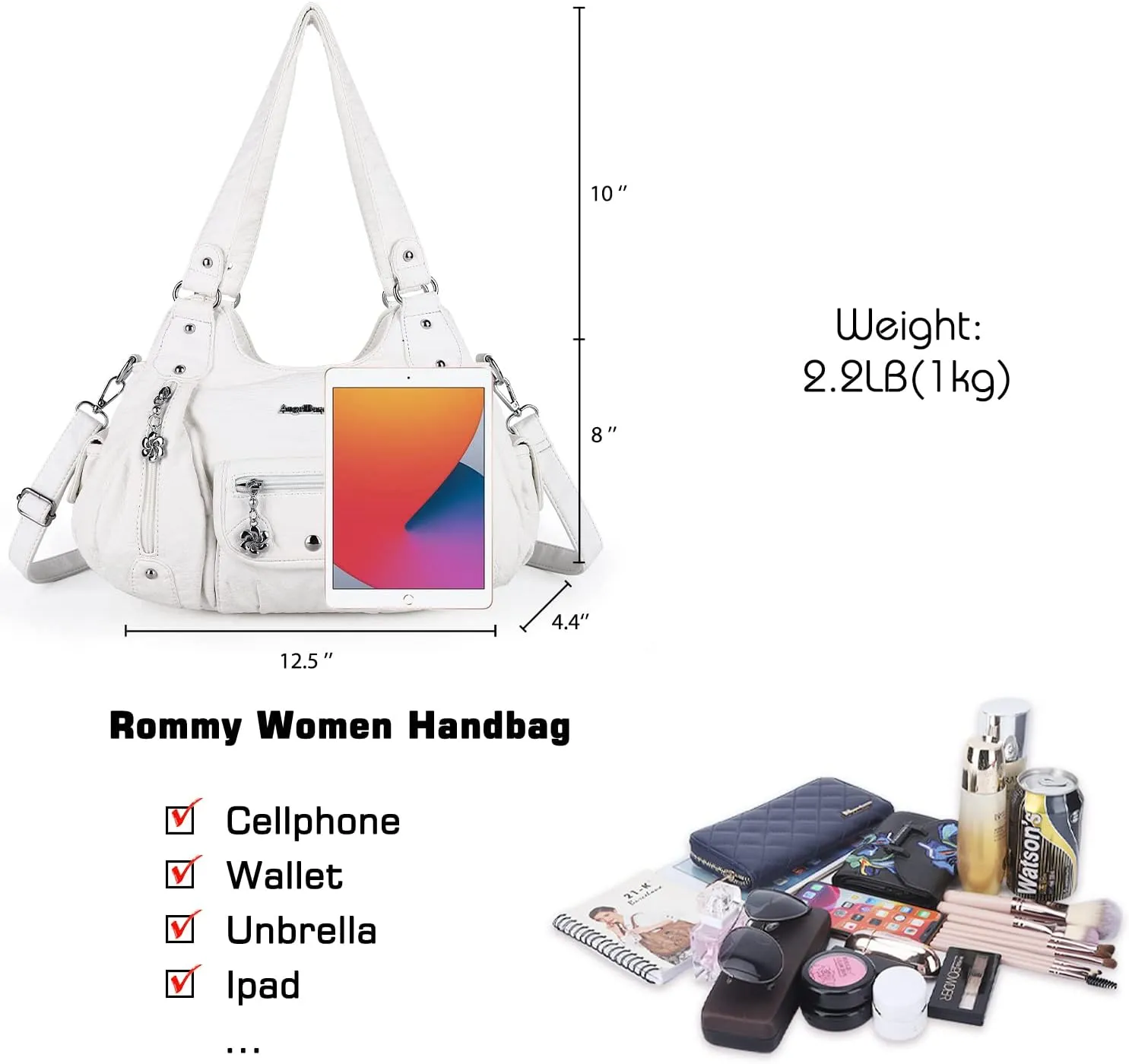 Angel Barcelo Womens Purses and Handbags PU Leather Shoulder Bag Fashion Hobo Bags for Girls