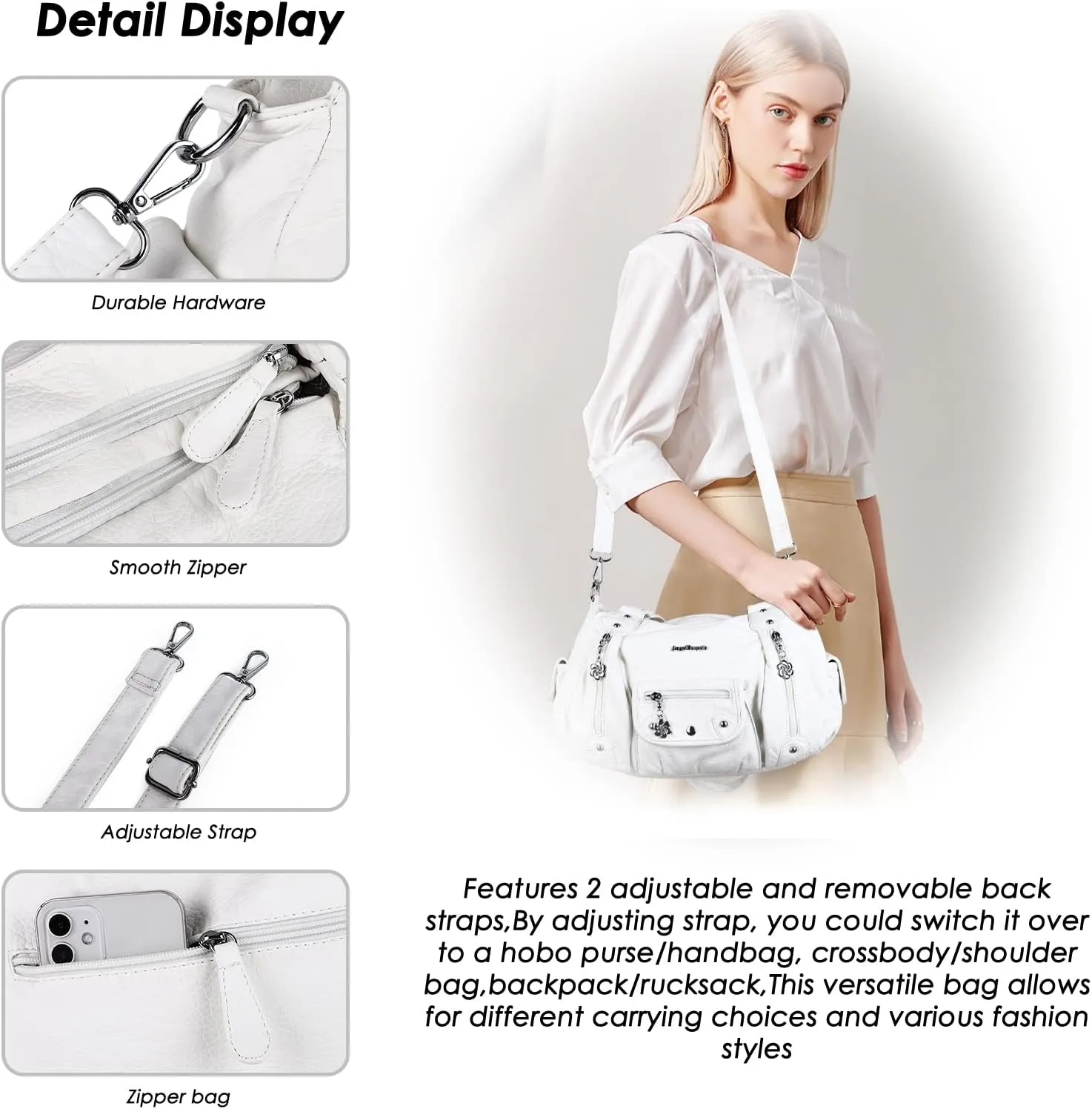 Angel Barcelo Womens Purses and Handbags PU Leather Shoulder Bag Fashion Hobo Bags for Girls
