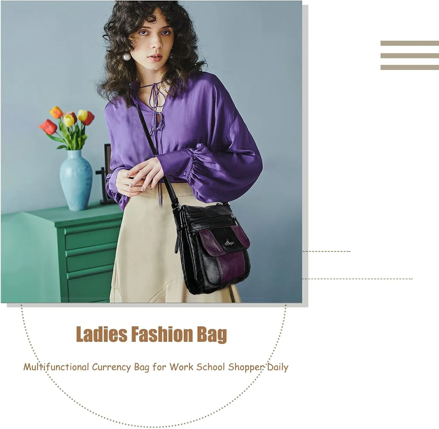 Angel Kiss Crossbody Bags for Women PU Leather Shoulder Handbag Ladies Purses and Handbag with adjustable Strap