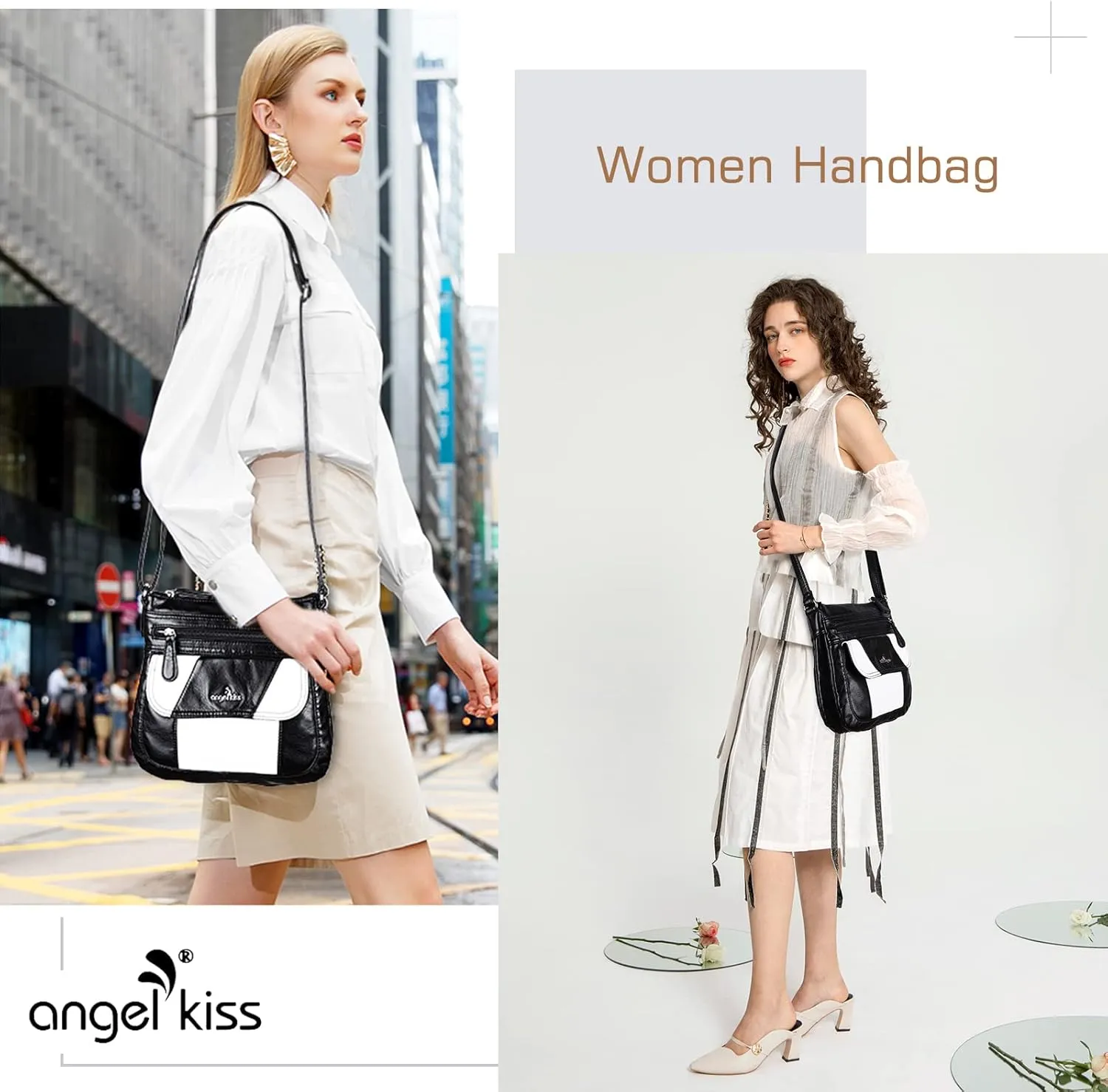 Angel Kiss Crossbody Bags for Women PU Leather Shoulder Handbag Ladies Purses and Handbag with adjustable Strap