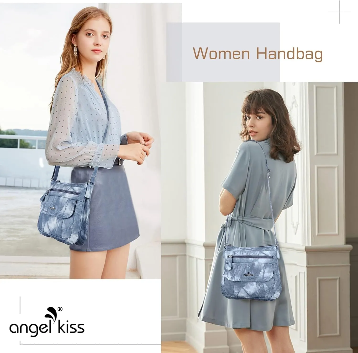 Angel Kiss Crossbody Bags for Women PU Leather Shoulder Handbag Ladies Purses and Handbag with adjustable Strap