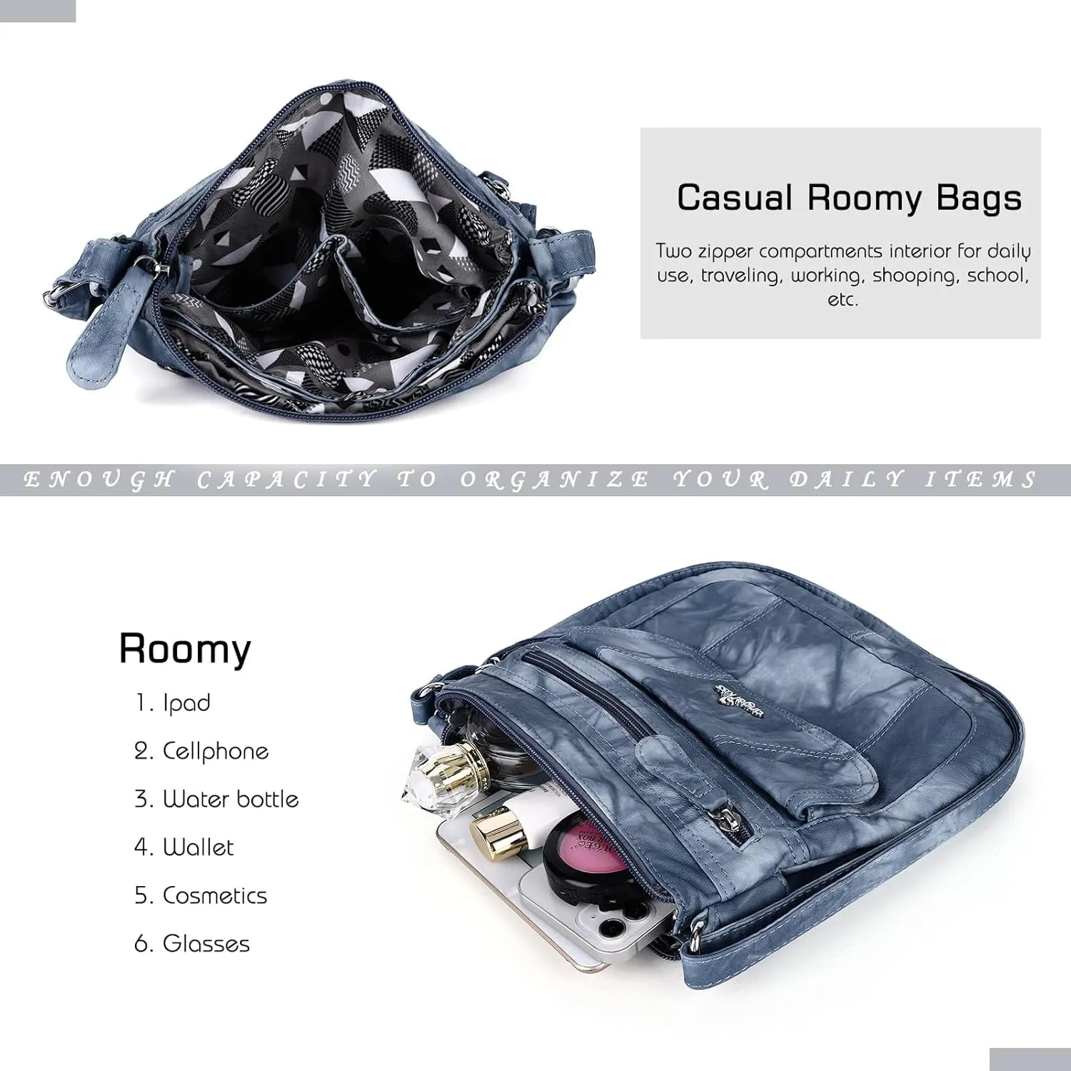 Angel Kiss Crossbody Bags for Women PU Leather Shoulder Handbag Ladies Purses and Handbag with adjustable Strap