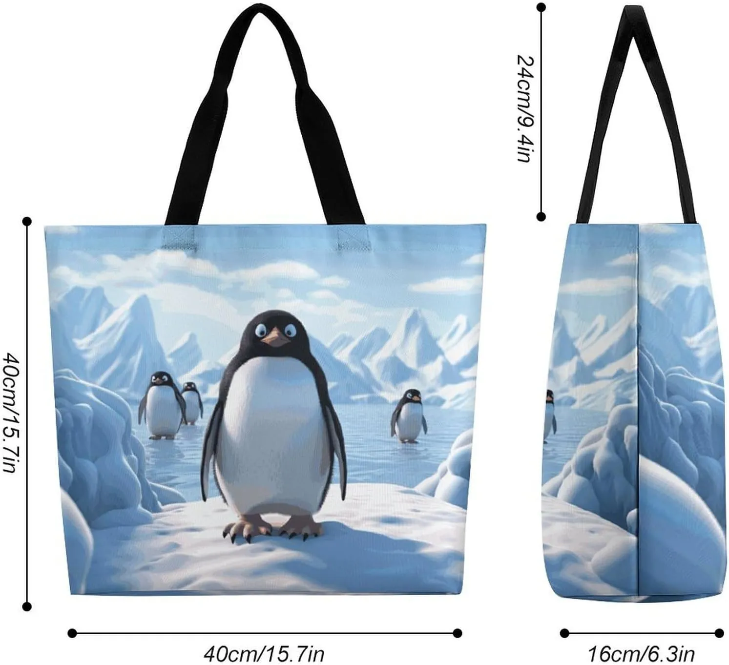 Angel with Blue Wings Tote Bags, Reusable Grocery Bags, Large Shopping Bag, Shoulder Bag for Women